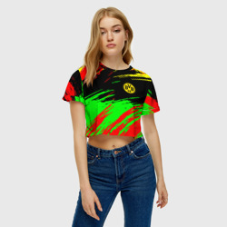 Женская футболка Crop-top 3D Borussia краски спортивные текстура - фото 2