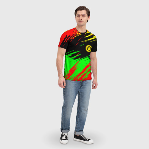 Мужская футболка 3D Borussia краски спортивные текстура, цвет 3D печать - фото 5