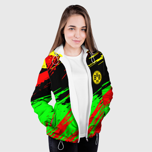 Женская куртка 3D Borussia краски спортивные текстура, цвет белый - фото 4
