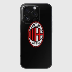 Чехол для iPhone 16 Pro силиконовый с защитой камеры Футбольный клуб Милан