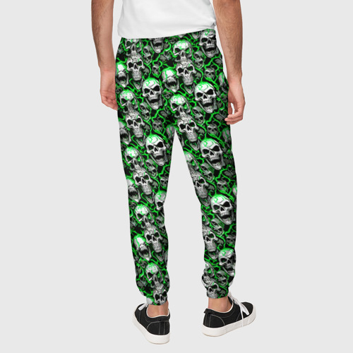Мужские брюки 3D Белые черепа на зелёном фоне, цвет 3D печать - фото 5