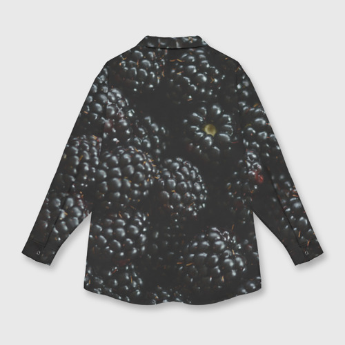 Женская рубашка oversize 3D с принтом Ягодки черники спелые, вид сзади #1
