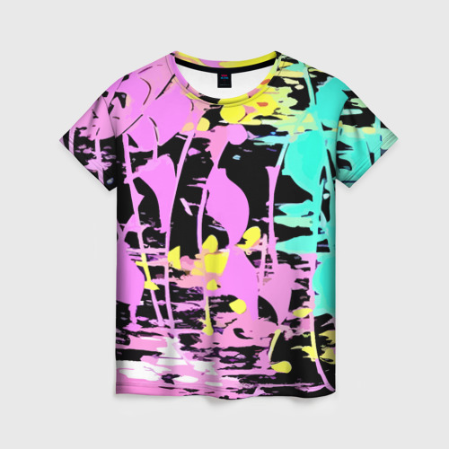 Женская футболка 3D с принтом Color expressive abstraction, вид спереди #2