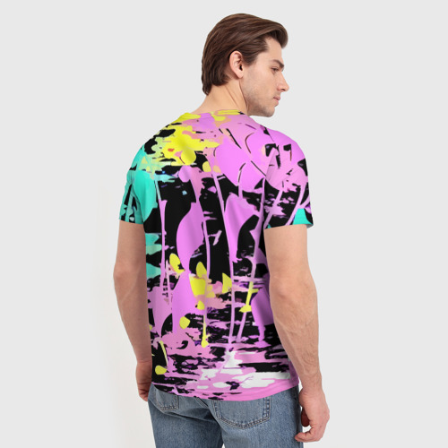 Мужская футболка 3D с принтом Color expressive abstraction, вид сзади #2