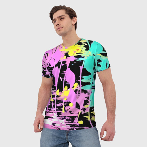 Мужская футболка 3D с принтом Color expressive abstraction, фото на моделе #1