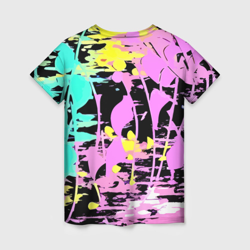 Женская футболка 3D с принтом Color expressive abstraction, вид сзади #1