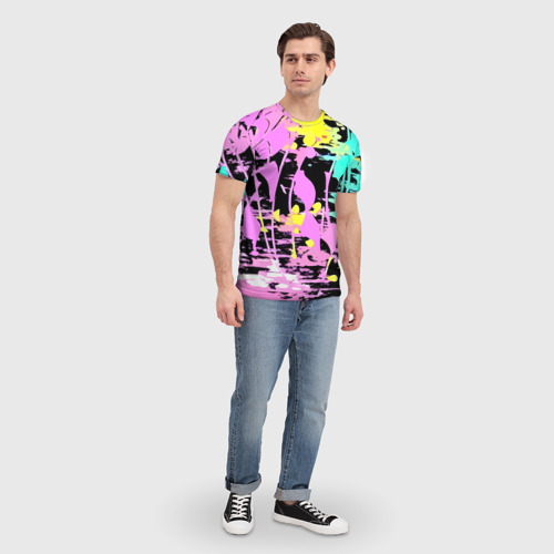 Мужская футболка 3D с принтом Color expressive abstraction, вид сбоку #3