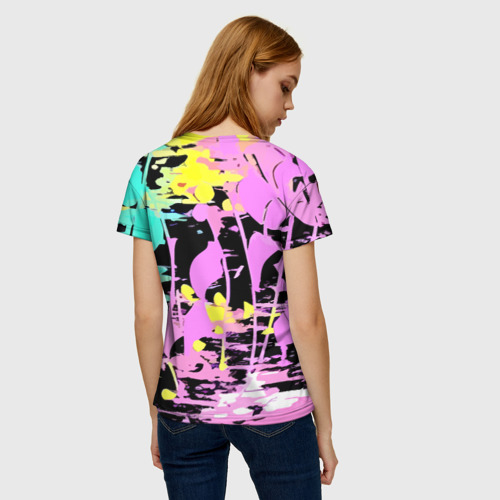 Женская футболка 3D с принтом Color expressive abstraction, вид сзади #2