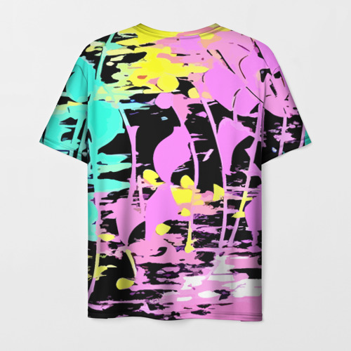 Мужская футболка 3D с принтом Color expressive abstraction, вид сзади #1