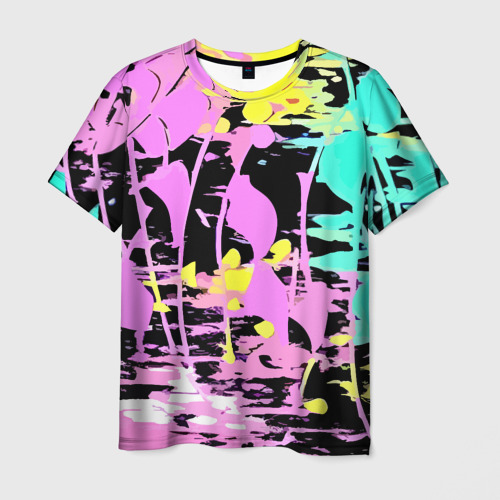 Мужская футболка 3D с принтом Color expressive abstraction, вид спереди #2