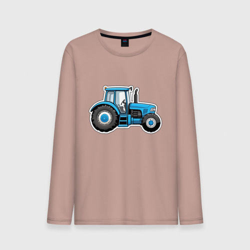Мужской лонгслив хлопок Синий трактор сбоку, цвет пыльно-розовый