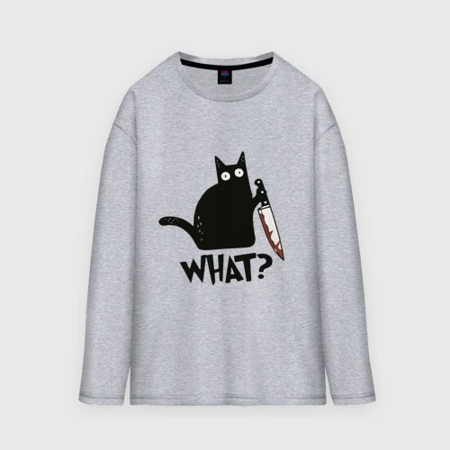Мужской лонгслив oversize хлопок Black cat - what