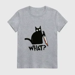 Женская футболка хлопок Black cat - what
