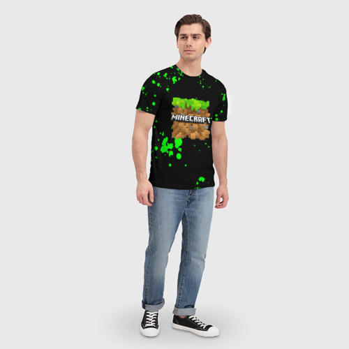Мужская футболка 3D Minecraft green game logo, цвет 3D печать - фото 5