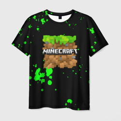 Мужская футболка 3D Minecraft green game logo