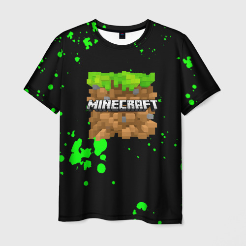 Мужская футболка 3D Minecraft green game logo, цвет 3D печать