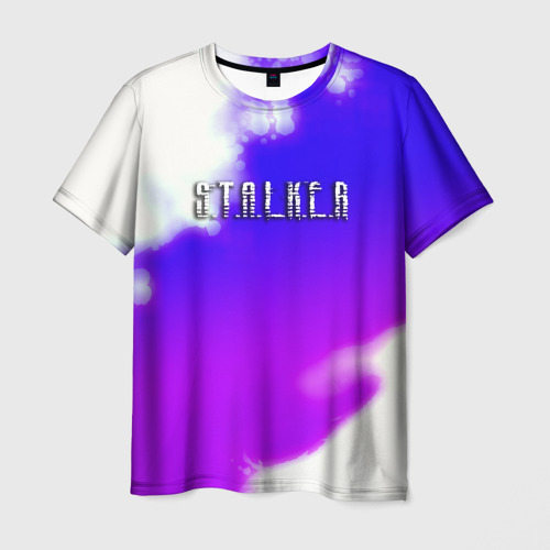 Мужская футболка 3D Сталкер неоновый градиент logo, цвет 3D печать