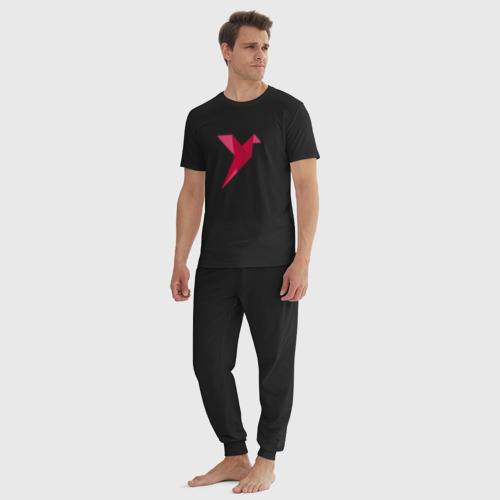 Мужская пижама хлопок Геометрическая колибри , цвет черный - фото 5