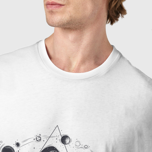 Мужская футболка хлопок с принтом Космический осьминог с планетами, фото #4