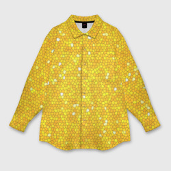 Мужская рубашка oversize 3D Веселая мозаика желтая