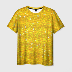 Мужская футболка 3D Веселая мозаика желтая