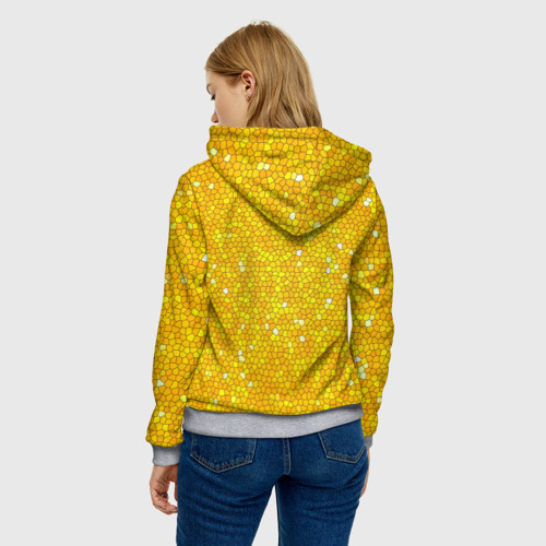 Женская толстовка 3D с принтом Веселая мозаика желтая, вид сзади #2