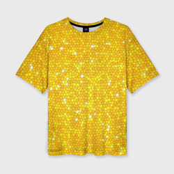 Женская футболка oversize 3D Веселая мозаика желтая
