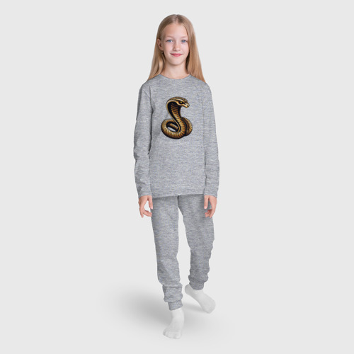 Детская пижама с лонгсливом хлопок с принтом Золотая кобра, вид сбоку #3