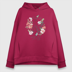 Женское худи Oversize хлопок Цветы и бабочка