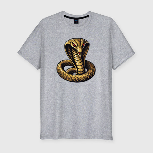 Мужская футболка хлопок Slim с принтом Золотистая кобра, вид спереди #2
