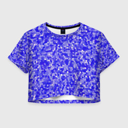 Женская футболка Crop-top 3D Сине голубая мозаика
