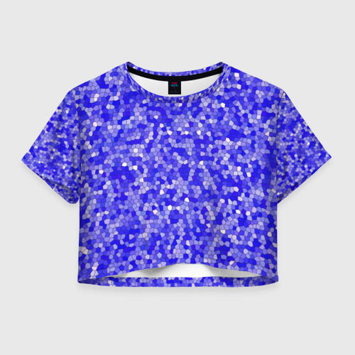 Женская футболка Crop-top 3D Сине голубая мозаика, цвет 3D печать