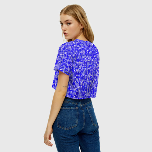 Женская футболка Crop-top 3D Сине голубая мозаика, цвет 3D печать - фото 5