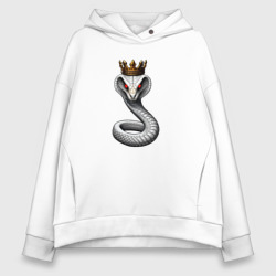 Женское худи Oversize хлопок Королевская белая кобра
