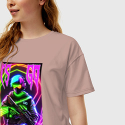 Женская футболка хлопок Oversize Counter Strike go - neon revolution - фото 2