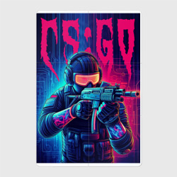Магнитный плакат 2Х3 Counter Strike go - neon glow