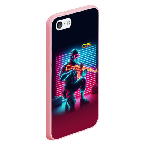 Чехол для iPhone 5/5S матовый Counter Strike - neon glow, цвет баблгам - фото 3
