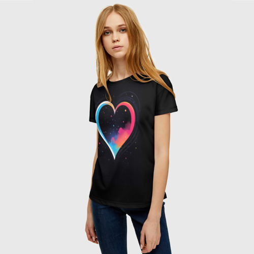 Женская футболка 3D с принтом Сердце в облаках, фото на моделе #1