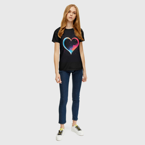 Женская футболка 3D с принтом Сердце в облаках, вид сбоку #3