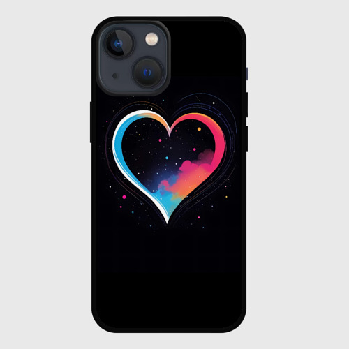 Чехол для iPhone 13 mini с принтом Сердце в облаках, вид спереди #2