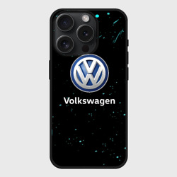 Чехол силиконовый для Apple iPhone 15 Pro матовый Volkswagen auto голубые краски