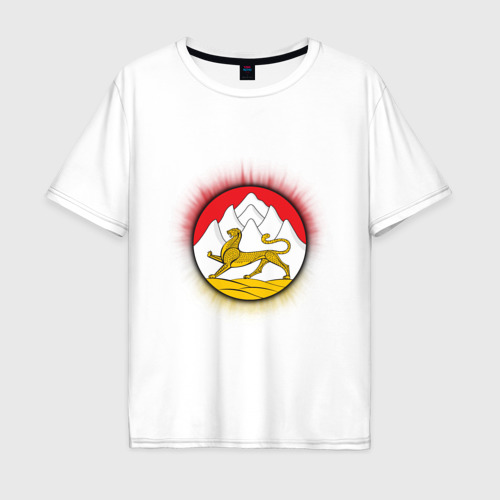Мужская футболка хлопок Oversize с принтом Герб Осетии, вид спереди #2