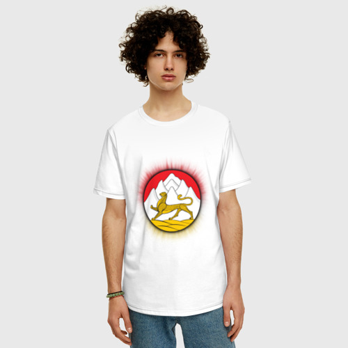 Мужская футболка хлопок Oversize с принтом Герб Осетии, фото на моделе #1