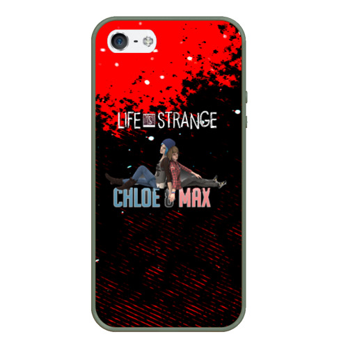 Чехол для iPhone 5/5S матовый Life is strange  Хлоя и Макс, цвет темно-зеленый