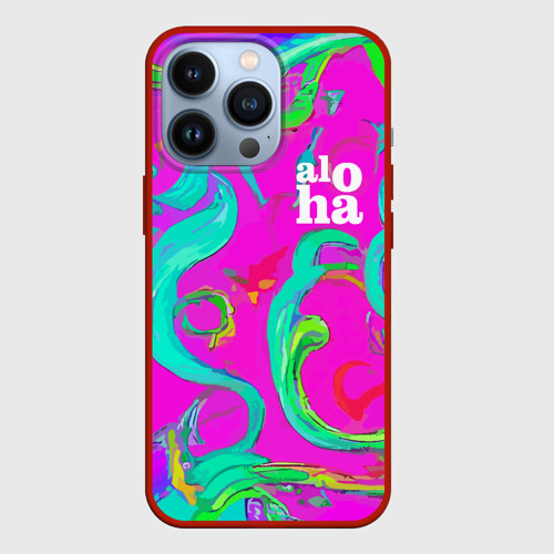 Чехол для iPhone 13 Pro с принтом Abstract floral pattern - aloha, вид спереди #2