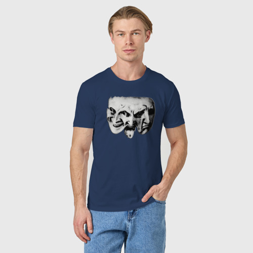 Мужская футболка хлопок Маски эмоций, цвет темно-синий - фото 3