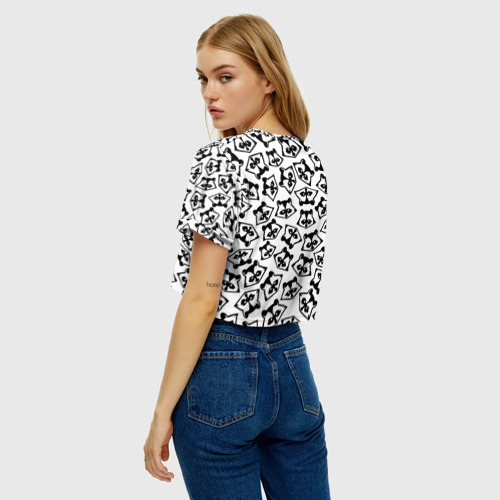 Женская футболка Crop-top 3D Черно-белые еноты, цвет 3D печать - фото 5