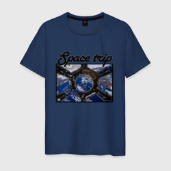 Вид из космоса на планету Земля  – Мужская футболка хлопок с принтом купить со скидкой в -20%