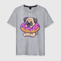 Бульдог и пончик – Мужская футболка хлопок с принтом купить со скидкой в -20%