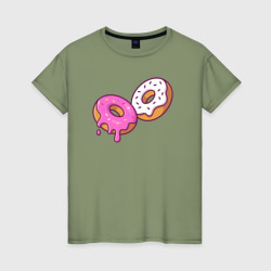 Аппетитные пончики – Женская футболка хлопок с принтом купить со скидкой в -20%